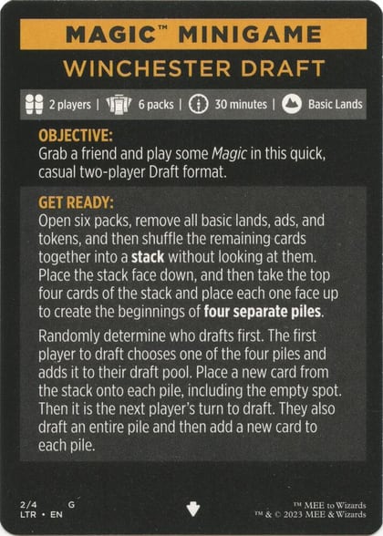 Magic Minigame: Winchester Draft, Universes Beyond: The Lord of the Rings: Tales of Middle-earth 2