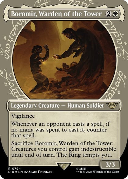 Boromir, Warden of the Tower (Showcase) (Surge Foil), Universes Beyond: The Lord of the Rings: Tales of Middle-earth 794