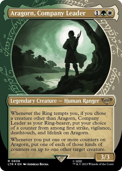 Aragorn, Company Leader (Showcase) (Surge Foil), Universes Beyond: The Lord of the Rings: Tales of Middle-earth 808