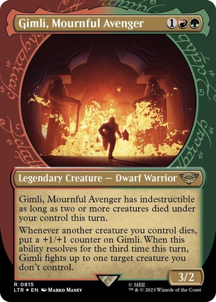 Gimli, Mournful Avenger (Showcase) (Surge Foil), Universes Beyond: The Lord of the Rings: Tales of Middle-earth 815