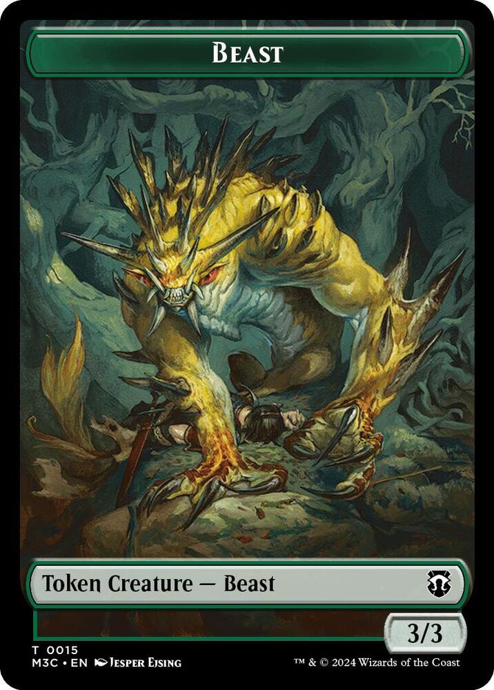 Beast (0015) (Ripple Foil) // Insect (0025) Double-Sided Token, Commander: Modern Horizons 3 15 // 25