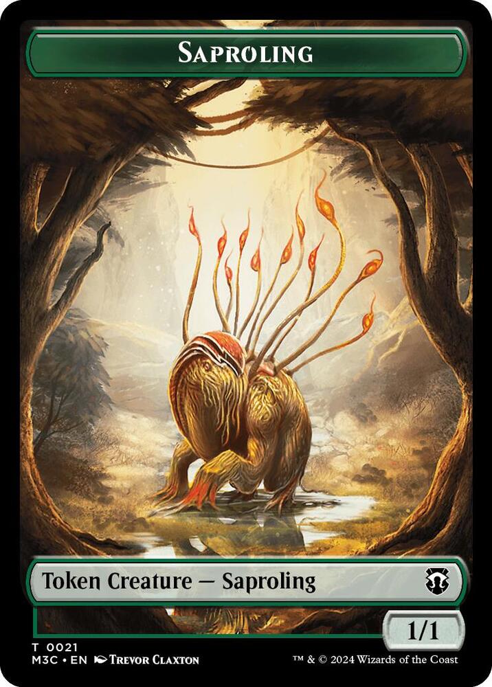 Saproling (Ripple Foil) // Emblem - Garruk, Apex Predator Double-Sided Token, Commander: Modern Horizons 3 21 // 27