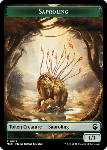 Saproling (Ripple Foil) // Emblem - Garruk, Apex Predator Double-Sided Token, Commander: Modern Horizons 3 21 // 27