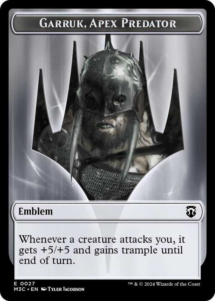 Emblem - Garruk, Apex Predator // Saproling Double-Sided Token, Commander: Modern Horizons 3 27 // 21