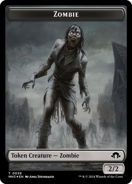 Zombie (Ripple Foil) // Elephant Double-Sided Token, Commander: Modern Horizons 3 39 // 18