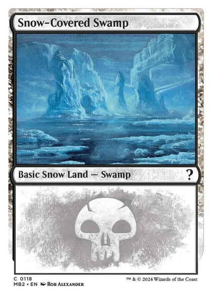Snow-Covered Swamp (White Border), Mystery Booster 2 118