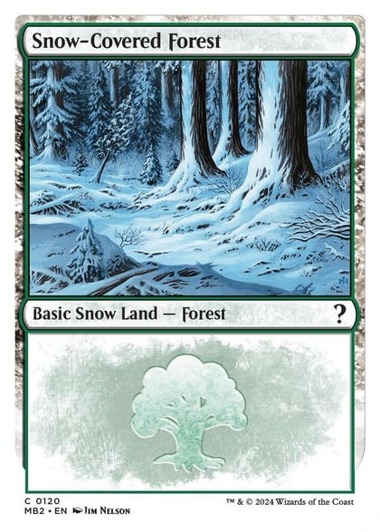Snow-Covered Forest (White Border), Mystery Booster 2 120