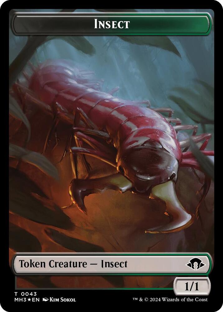 Insect (0043) (Ripple Foil) // Zombie Double-Sided Token, Modern Horizons 3 43 // 21