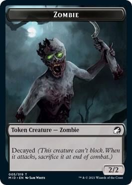 Zombie (005) // Clue Double-Sided Token, Innistrad: Midnight Hunt 5 // 16