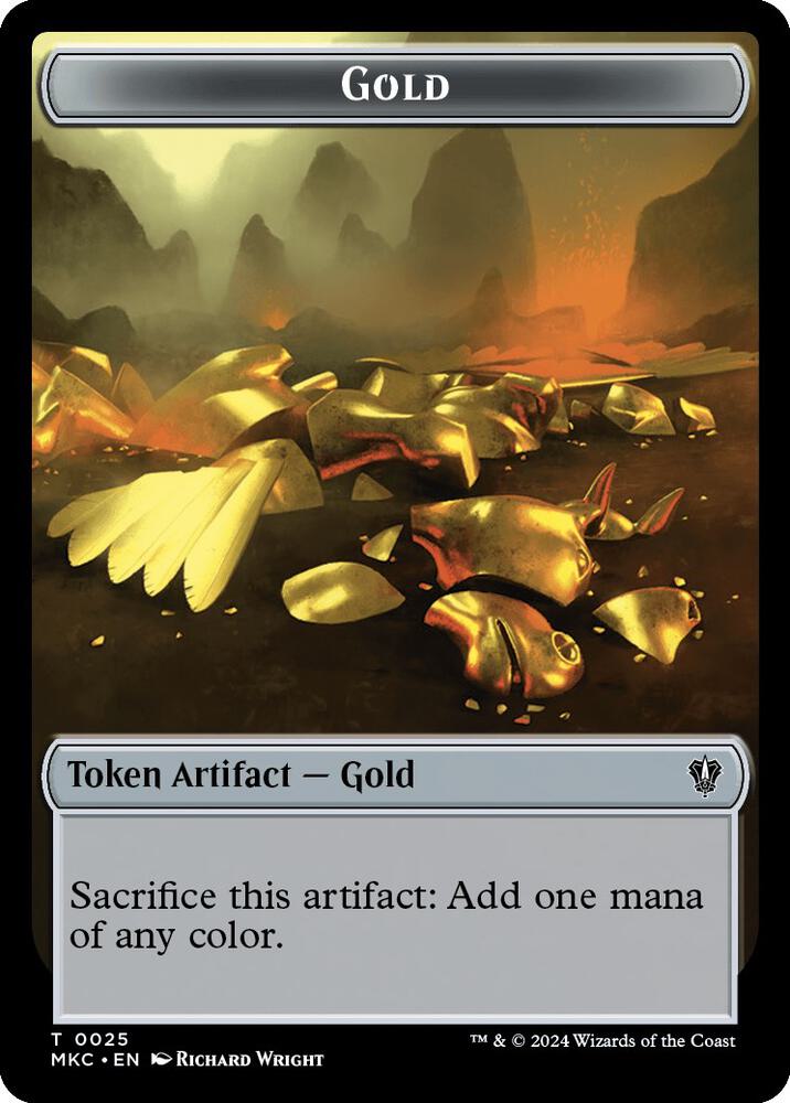 Gold // Lightning Rager Double-Sided Token, Commander: Murders at Karlov Manor 25 // 13