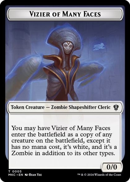 Vizier of Many Faces // Zombie Double-Sided Token, Commander: Murders at Karlov Manor 5 // 11