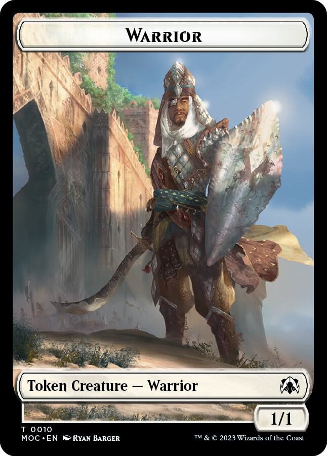 Warrior // Emblem - Elspeth, Sun's Champion Double-sided Token, Commander: March of the Machine 10 // 43