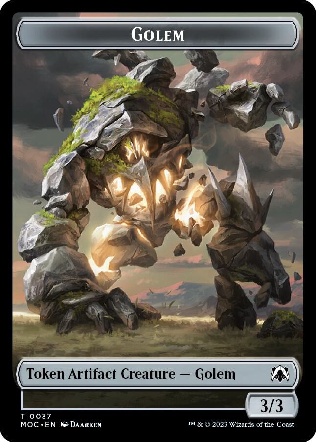 Golem // Clue Double-sided Token, Commander: March of the Machine 37 // 33