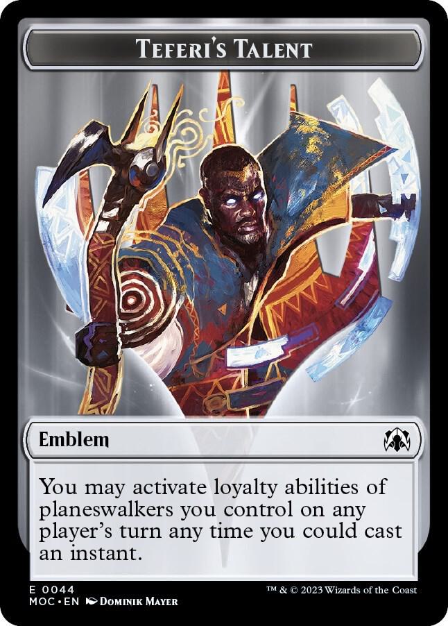 Emblem - Teferi's Talent // Phyrexian Myr Double-Sided Token, Commander: March of the Machine 44 // 1
