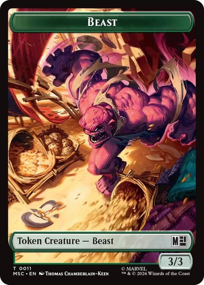 Beast // Vibranium Double-Sided Token, Commander: Marvel Super Heroes 11 // 15