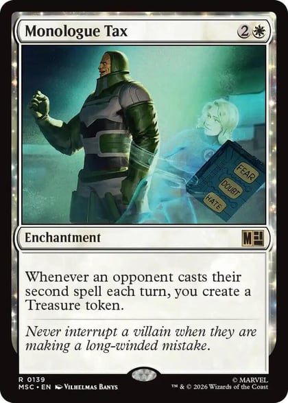Monologue Tax (Surge Foil), Commander: Marvel Super Heroes 139
