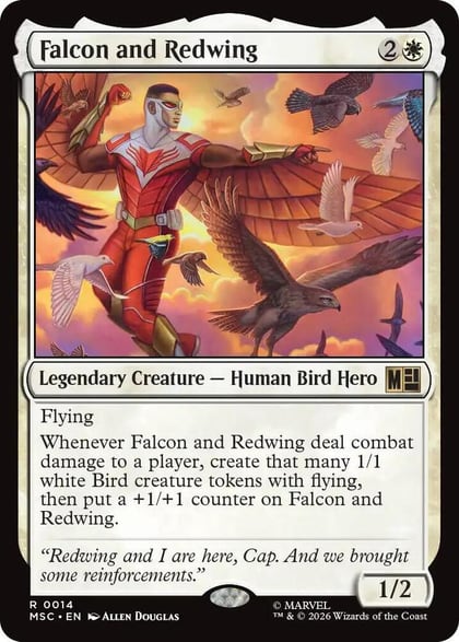 Falcon and Redwing (Surge Foil), Commander: Marvel Super Heroes 14