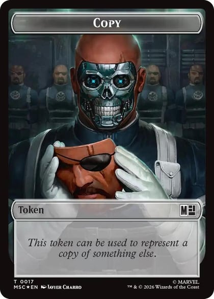 Copy // Soldier Double-Sided Token (Surge Foil), Commander: Marvel Super Heroes 17 // 23
