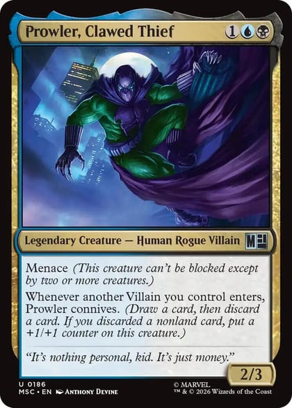 Prowler, Clawed Thief, Commander: Marvel Super Heroes 186
