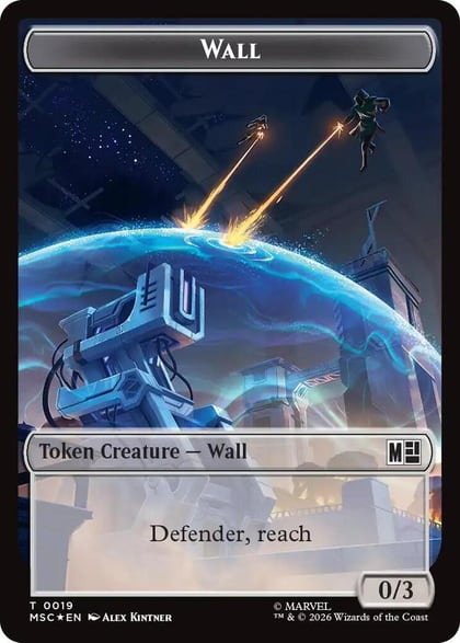 Wall (0019) // Merfolk (0024) Double-Sided Token (Surge Foil), Commander: Marvel Super Heroes 19 // 24