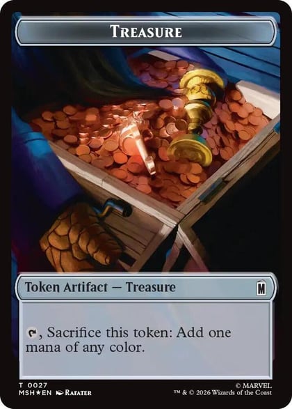Treasure (0027) // Construct (0030) Double-Sided Token (Surge Foil), Commander: Marvel Super Heroes 27 // 30