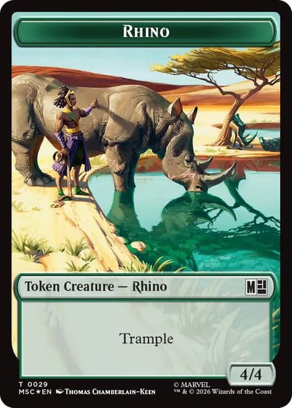 Rhino (0029) // Beast (0027) Double-Sided Token (Surge Foil), Commander: Marvel Super Heroes 29 // 27
