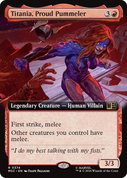 Titania, Proud Pummeler (Extended Art), Commander: Marvel Super Heroes 374