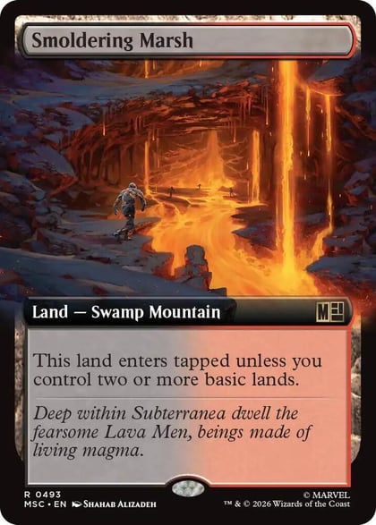 Smoldering Marsh (Extended Art), Commander: Marvel Super Heroes 493