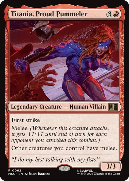 Titania, Proud Pummeler (Surge Foil), Commander: Marvel Super Heroes 62