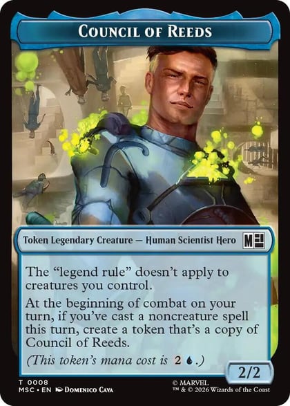 Council of Reeds (0008) // Merfolk (0006) Double-Sided Token, Commander: Marvel Super Heroes 8 // 6