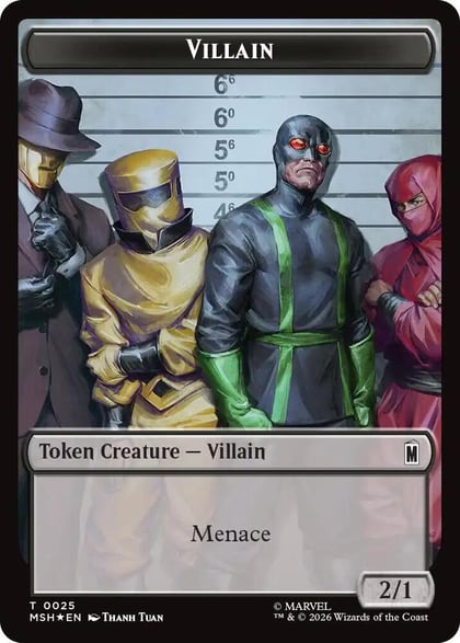 Villain (0025) // Robot Villain (0026) Double-Sided Token (Surge Foil), Marvel Super Heroes 25 // 26