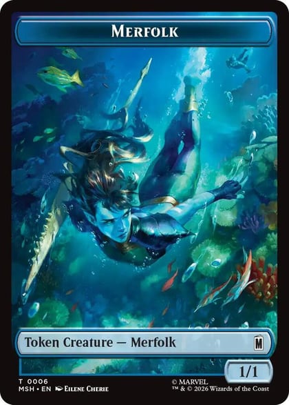 Merfolk // Doombot Double-Sided Token, Marvel Super Heroes 6 // 18