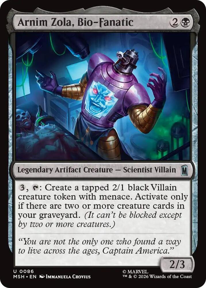 Arnim Zola, Bio-Fanatic, Marvel Super Heroes 86