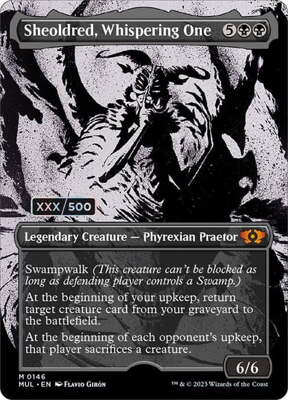 Sheoldred, Whispering One (Serial Numbered), March of the Machine: Multiverse Legends 146