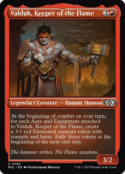 Valduk, Keeper of the Flame (Foil Etched), March of the Machine: Multiverse Legends 89