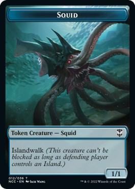 Squid // Treasure (013) Double-Sided Token, Commander: Streets of New Capenna 12 // 13