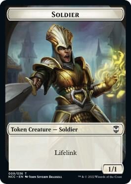 Soldier // Cat Beast Double-Sided Token, Commander: Streets of New Capenna 9 // 4