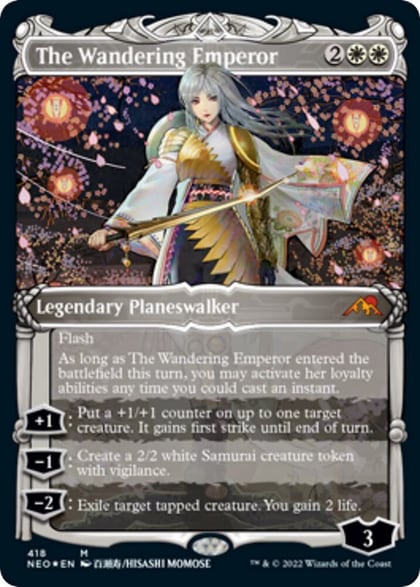 The Wandering Emperor (Showcase) (Foil Etched), Kamigawa: Neon Dynasty 418