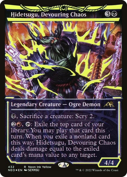 Hidetsugu, Devouring Chaos (Neon Yellow) (WPN Exclusive), Kamigawa: Neon Dynasty 432