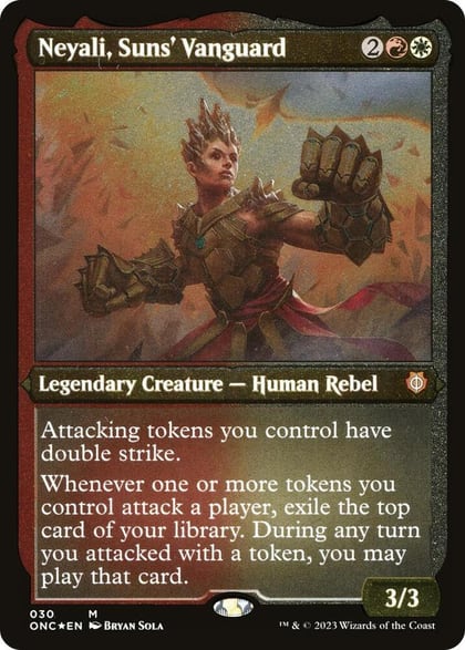 Neyali, Suns' Vanguard (Display Commander) (Foil Etched) - Thick Stock, Commander: Phyrexia: All Will Be One 30