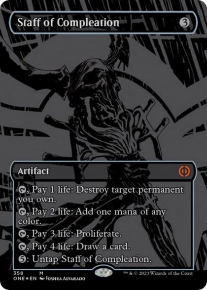Staff of Compleation (Oil Slick Raised Foil), Phyrexia: All Will Be One 358