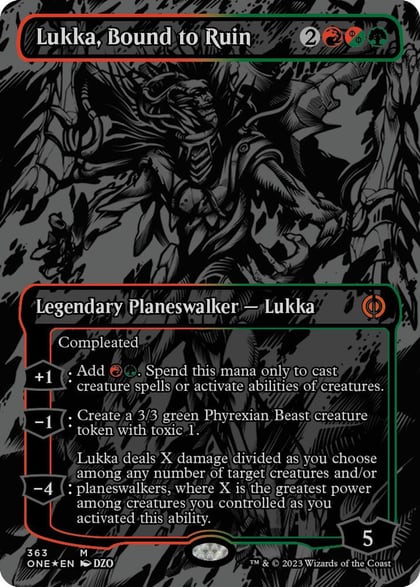 Lukka, Bound to Ruin (Oil Slick Raised Foil), Phyrexia: All Will Be One 363