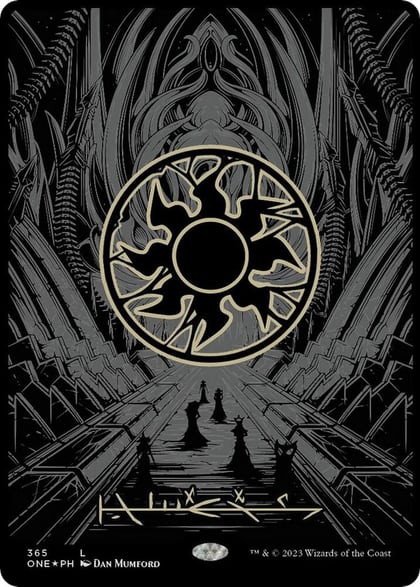 Plains (Phyrexian) - Full Art (Oil Slick Raised Foil), Phyrexia: All Will Be One 365