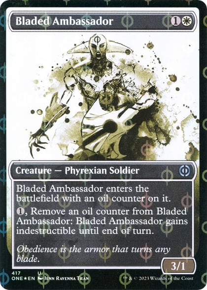 Bladed Ambassador (Showcase) (Step-and-Compleat Foil), Phyrexia: All Will Be One 417