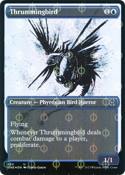 Thrummingbird (Showcase) (Step-and-Compleat Foil), Phyrexia: All Will Be One 432