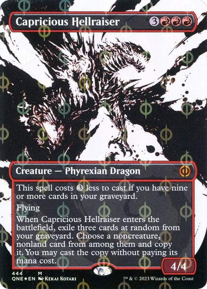Capricious Hellraiser (Showcase) (Step-and-Compleat Foil), Phyrexia: All Will Be One 444