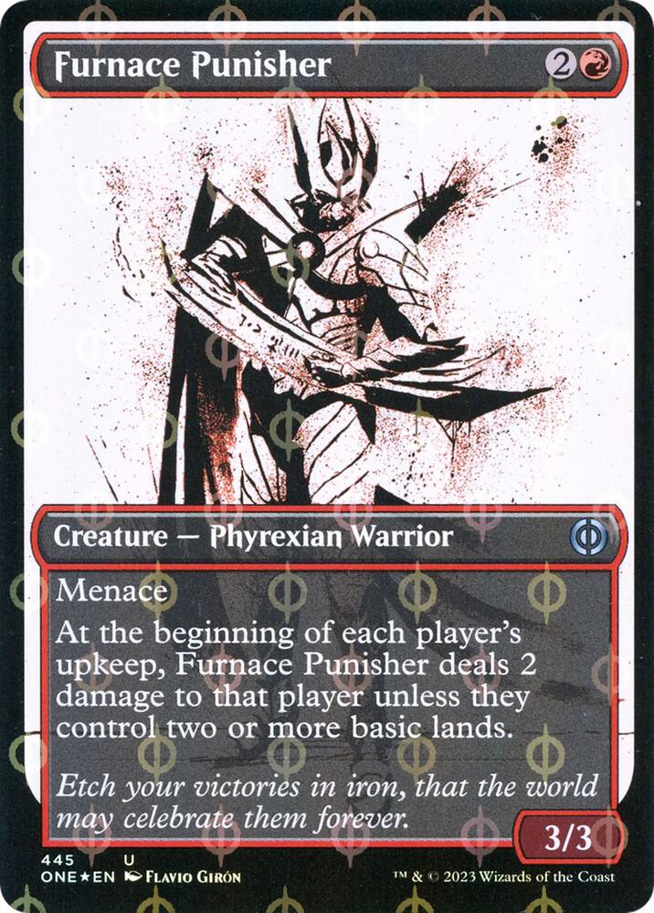 Furnace Punisher (Showcase) (Step-and-Compleat Foil), Phyrexia: All Will Be One 445