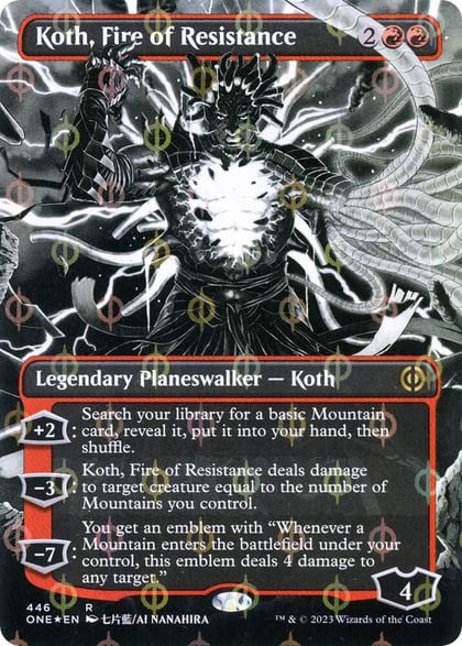 Koth, Fire of Resistance (Borderless) (Step-and-Compleat Foil), Phyrexia: All Will Be One 446