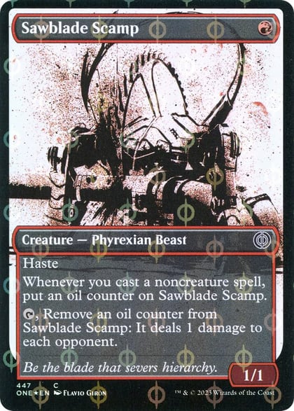 Sawblade Scamp (Showcase) (Step-and-Compleat Foil), Phyrexia: All Will Be One 447