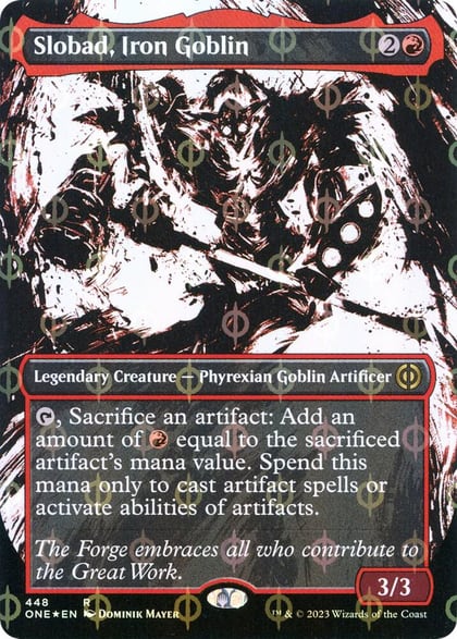 Slobad, Iron Goblin (Showcase) (Step-and-Compleat Foil), Phyrexia: All Will Be One 448